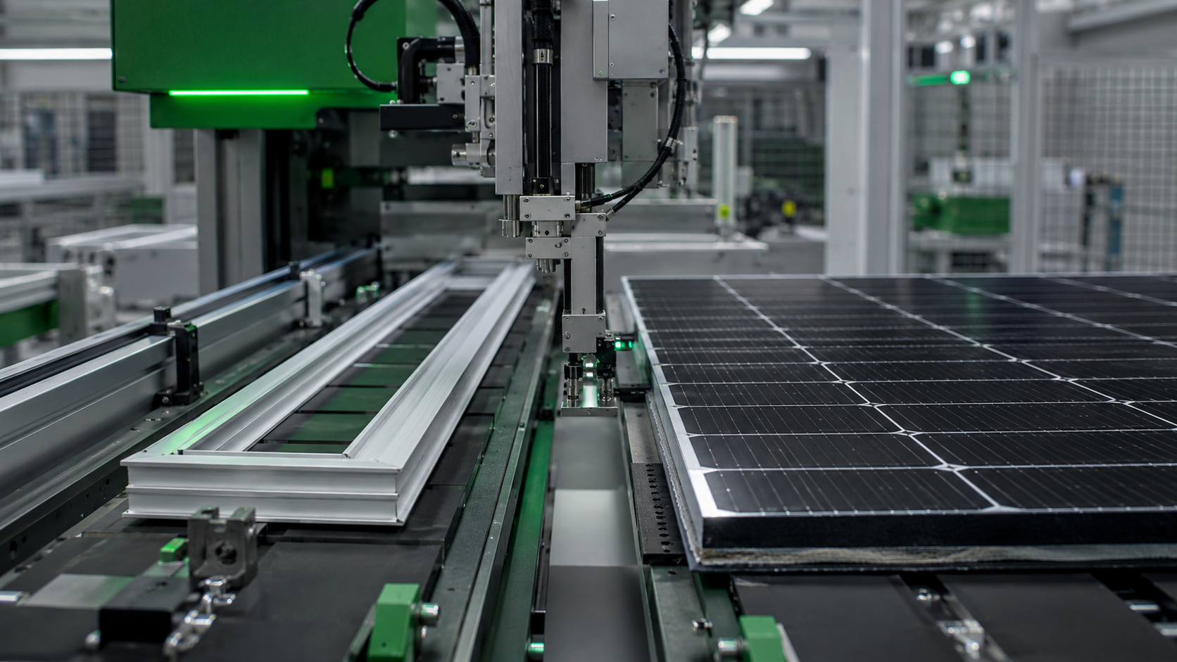 Aluminium frame removing machine on a solar panel edge